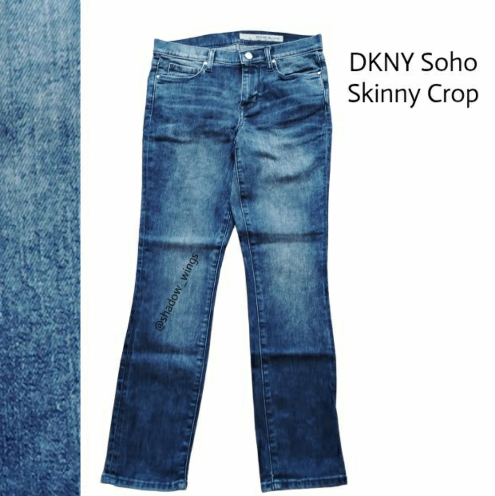 DKNY Soho Skinny Cropped Jeans - Size 4 W 28" x 26" Faded Mid Rise Jeans